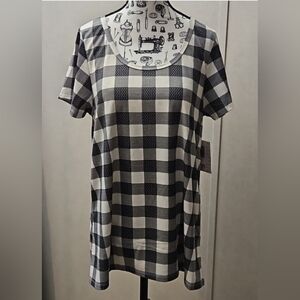 ❤️ LuLaRoe Black White Buffalo Plaid Print Classic T Short Sleeve Shirt UNICORN